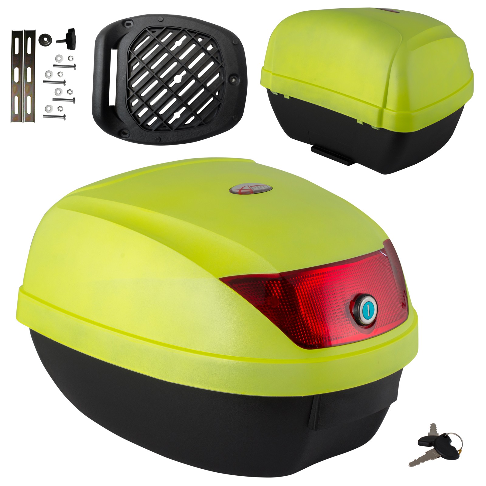 Bauletto Moto 28 Litri Scooter Valigia Rigida Universale Completo Piastra Fluo