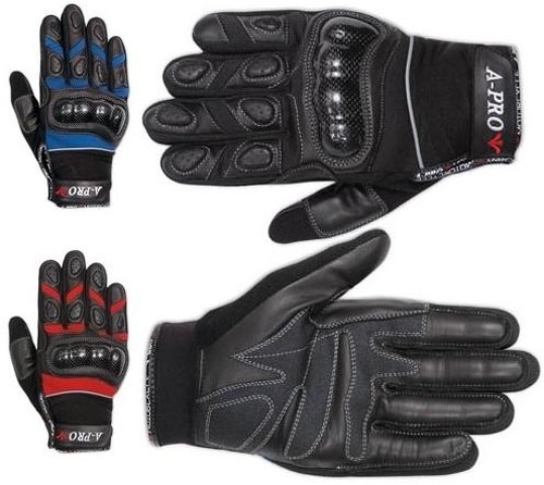 Guanti Corto Pelle Tessuto Estivo Protezioni Carbonio Moto Scooter Touring