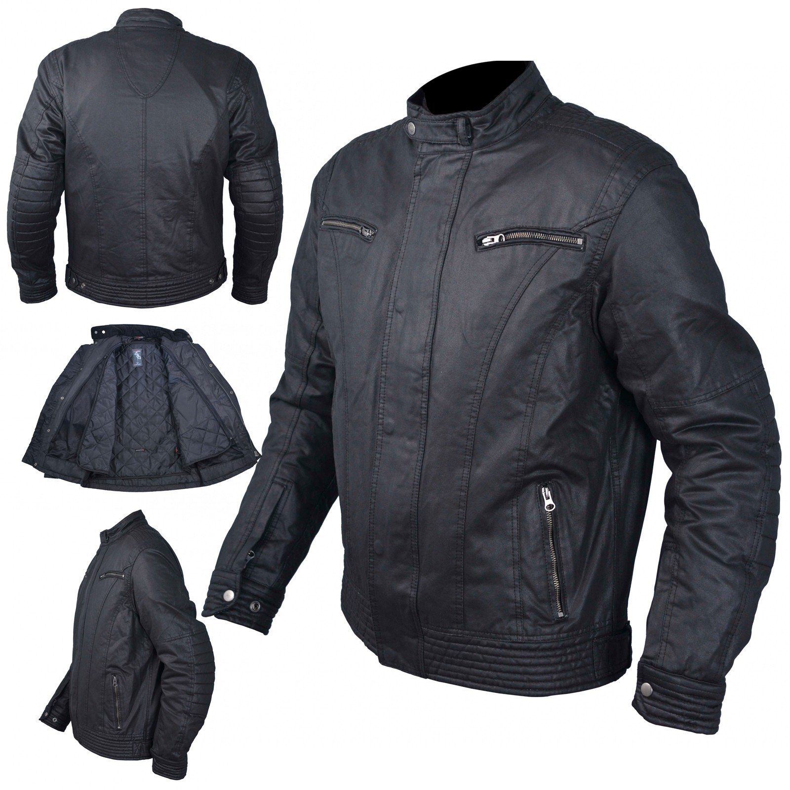 Giacca Moto Scooter Tessuto Protezioni Fodera Termica Removibile Nero