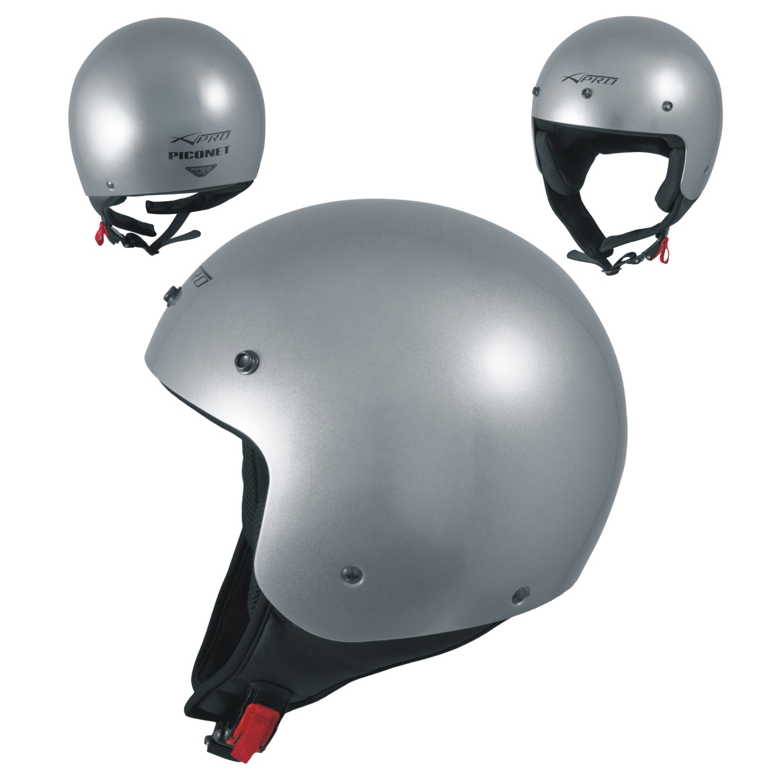 Abbigliamento Moto e Accessori - Casco Jet Scooter Moto Omologato ECE 22-05  Visiera Antigraffio Trasparente Argento