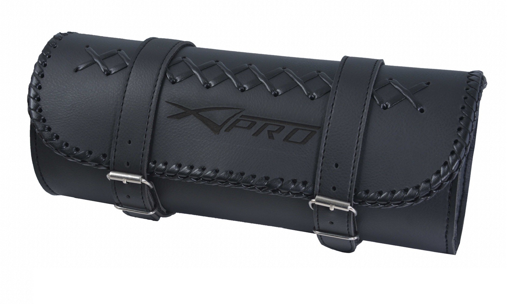 Abbigliamento Moto E Accessori Borsa Barilotto Pelle Porta Attrezzi Oggetti Forcella Custom Chooper Nero