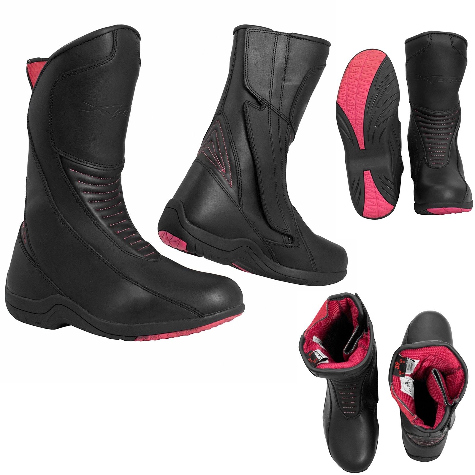 Abbigliamento Moto e Accessori - Stivale Pelle Traspirante Omologato Moto  Donna Touring Urban Custom Lady Impermeabile Nero