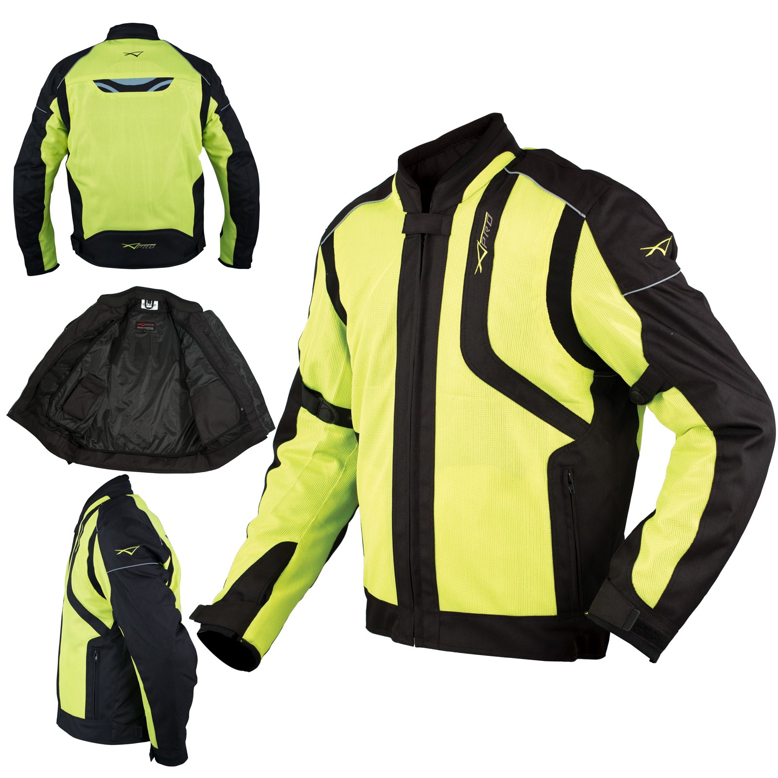 Giacca Moto Sport Tessuto Protezioni CE Impermeabile Ventilata Fluo