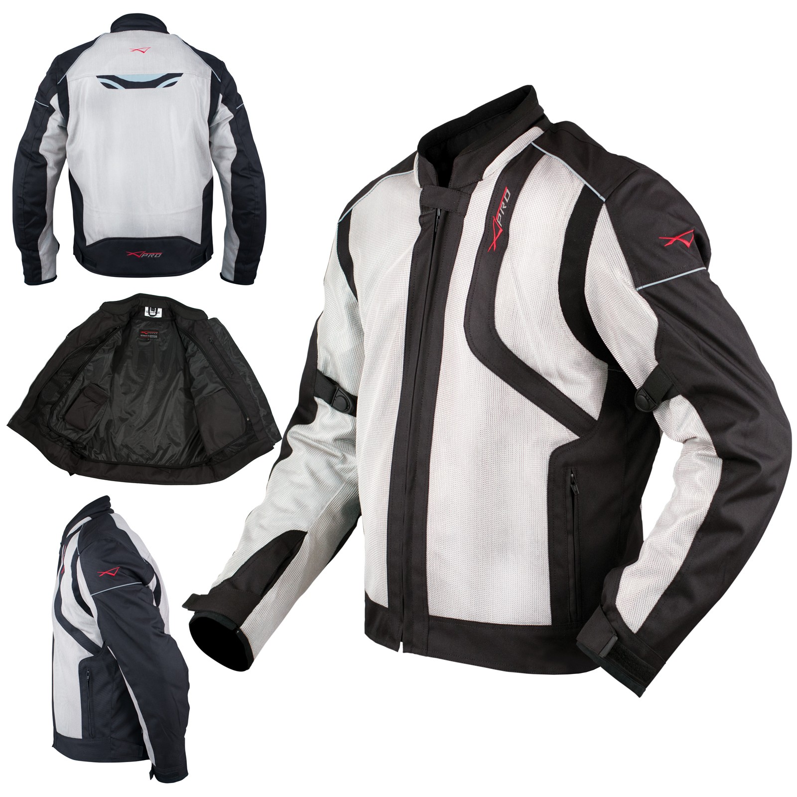 Giacca Moto Sport Tessuto Protezioni CE Impermeabile Ventilata Grigio