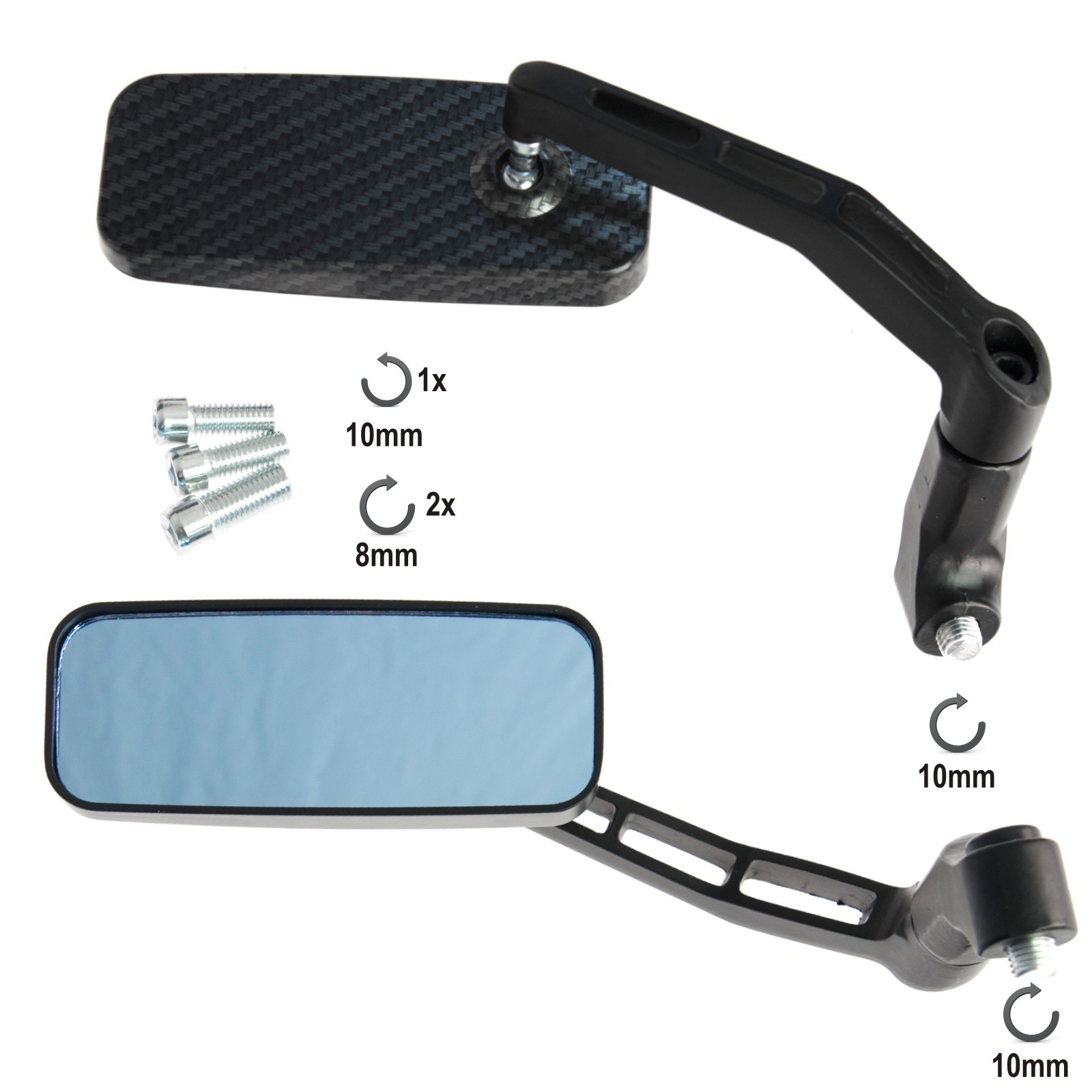 Specchietti Regolabili Per Moto Specchietti Retrovisori Per Moto E Scooter - Coppia, Corpo In Metallo, Montaggio Sinistro E Destro, A-PRO Coppia Specchietti A-pro Moto - Foto 7