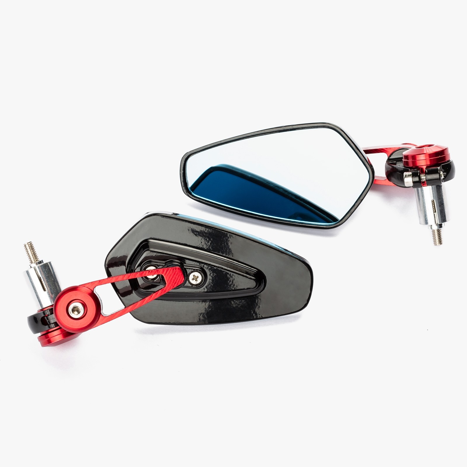 Abbigliamento Moto e Accessori - Specchietti 22mm Manubrio Moto Retrovisori  Metallo Universali Ovali Rosso