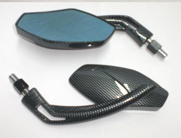 Coppia Specchietti Moto Specchio Retrovisore Naked Custom Metallo Carbon DX+SX