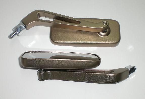 Coppia Specchietti Specchio Retrovisore Moto Naked Custom Metallo Titanio DX+SX