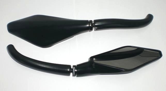 Coppia Specchietti Specchio Retrovisore Moto Custom Naked Metallo Nero DX+SX