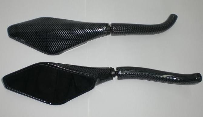 Coppia Specchietti Specchio Retrovisore Moto Custom Naked Metallo Carbon DX+SX