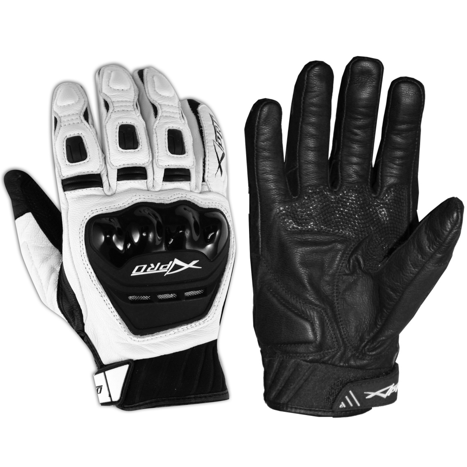 Guanto Moto Pelle Prese Aria Protezioni Corto Estivo Traspirante Sportivo Bianco