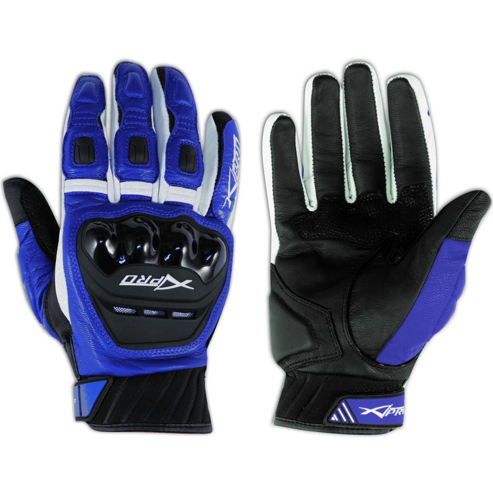 Guanto Moto Pelle Prese Aria Protezioni Corto Estivo Traspirante Sportivo Blu