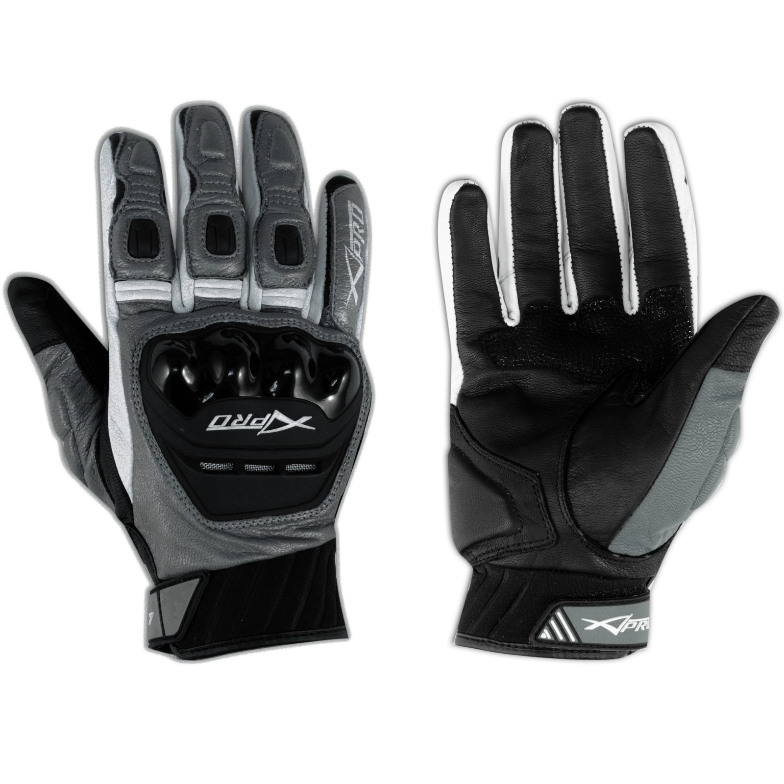 Guanto Moto Pelle Prese Aria Protezioni Corto Estivo Traspirante Sport Argento