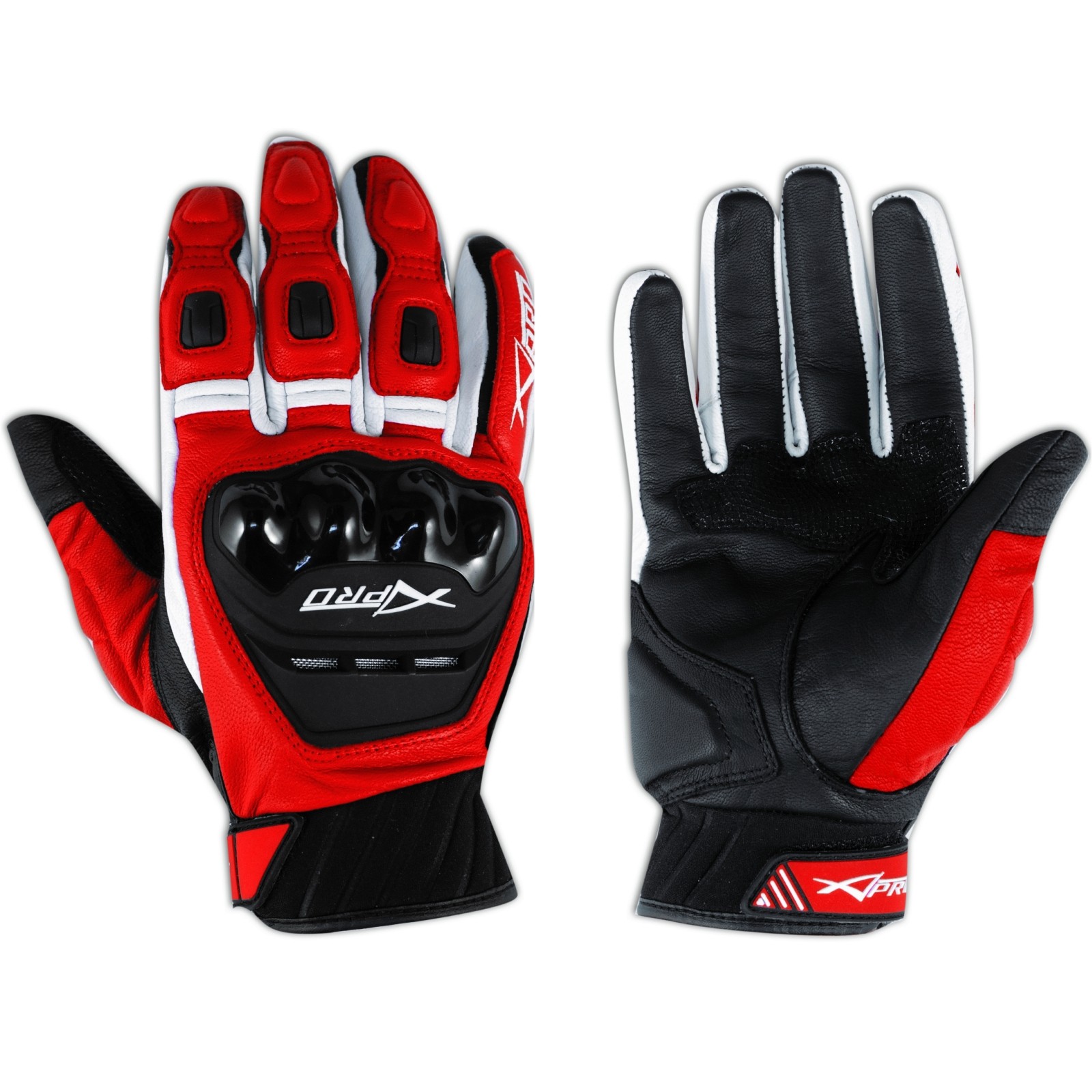 Guanto Moto Pelle Prese Aria Protezioni Corto Estivo Traspirante Sportivo Rosso