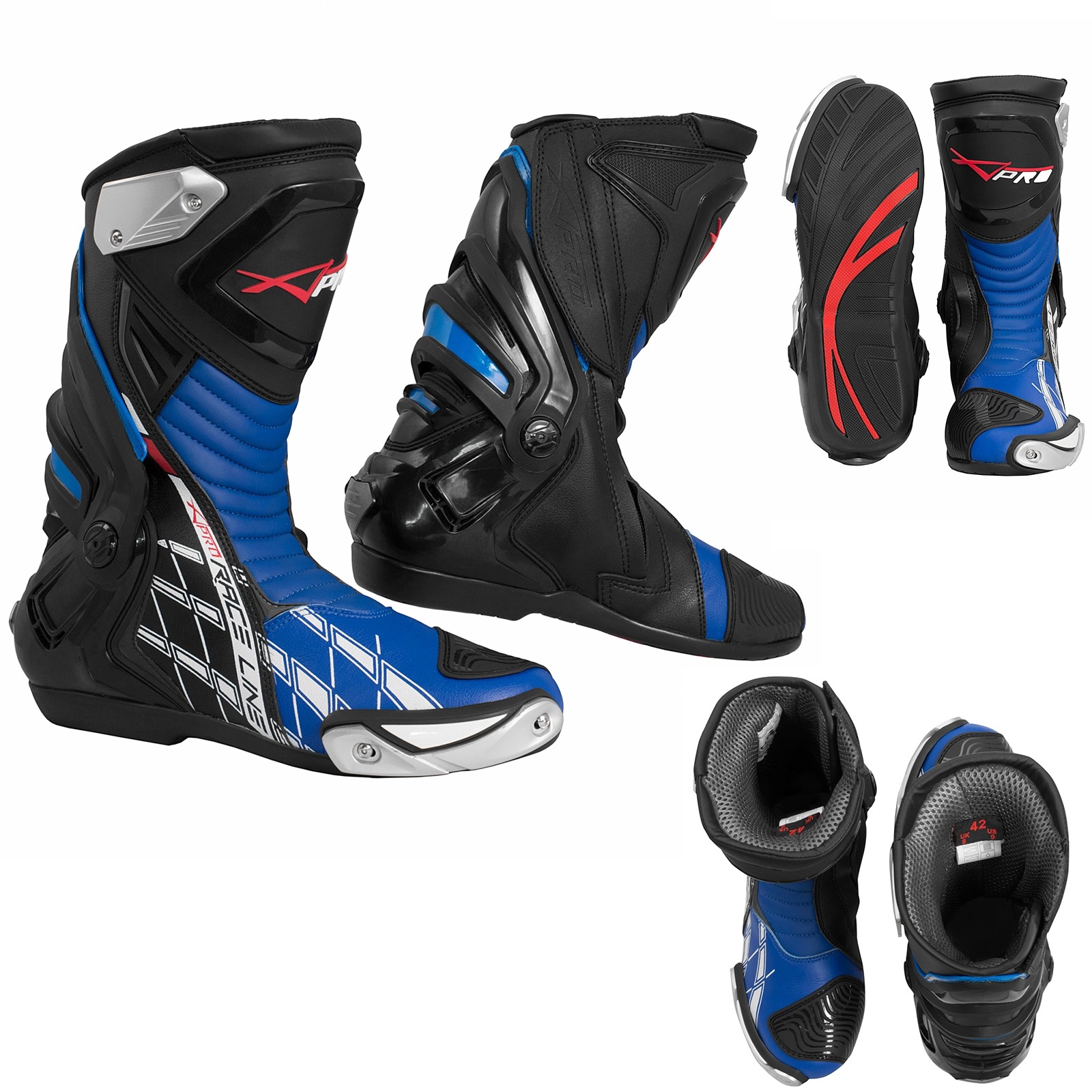 Abbigliamento Moto e Accessori Stivali Omologati CE Moto Quad Motocross Touring Sport Blu