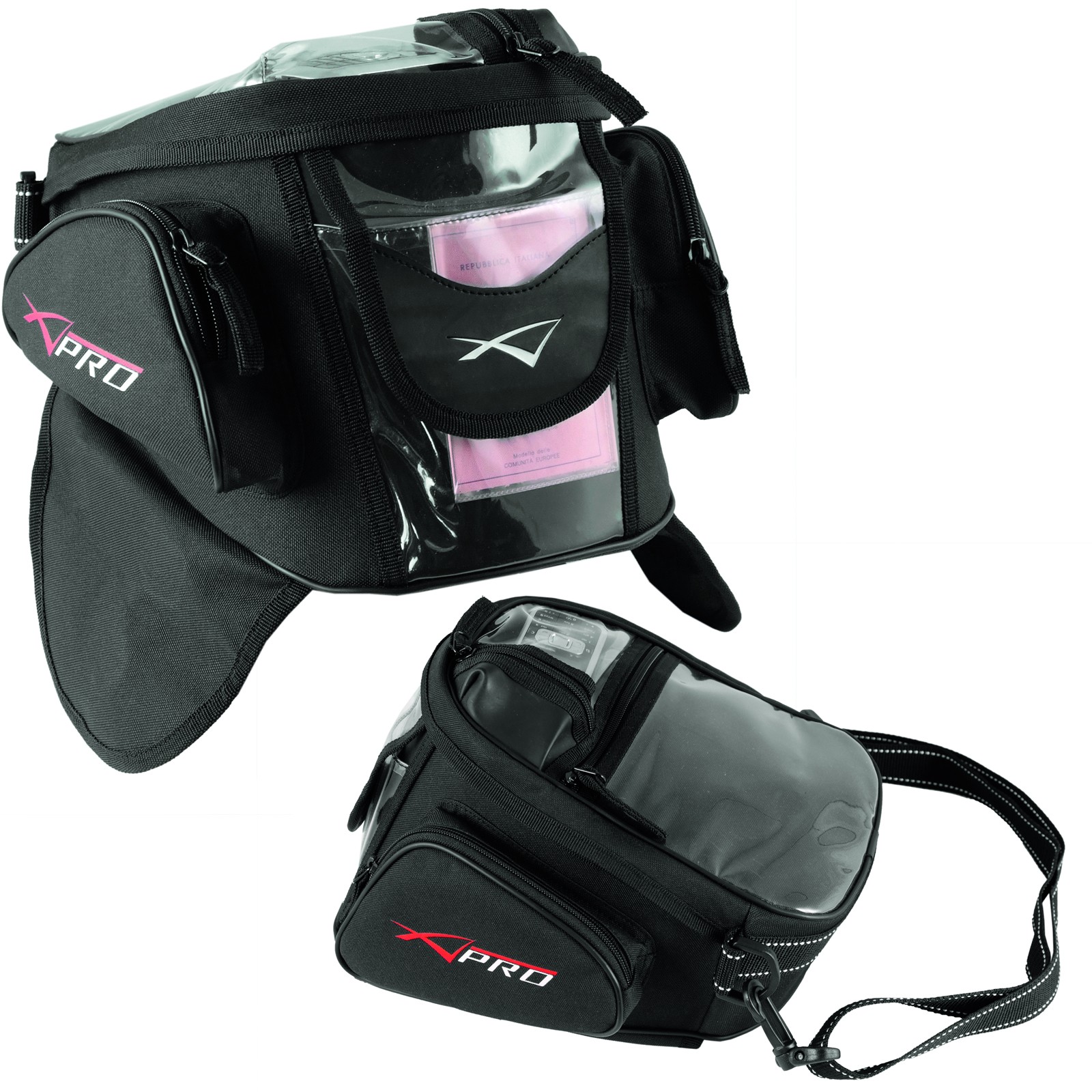 Borsa Magnetica Calamita Serbatoio Moto Tasca Trasparente Porta Mappa Nero