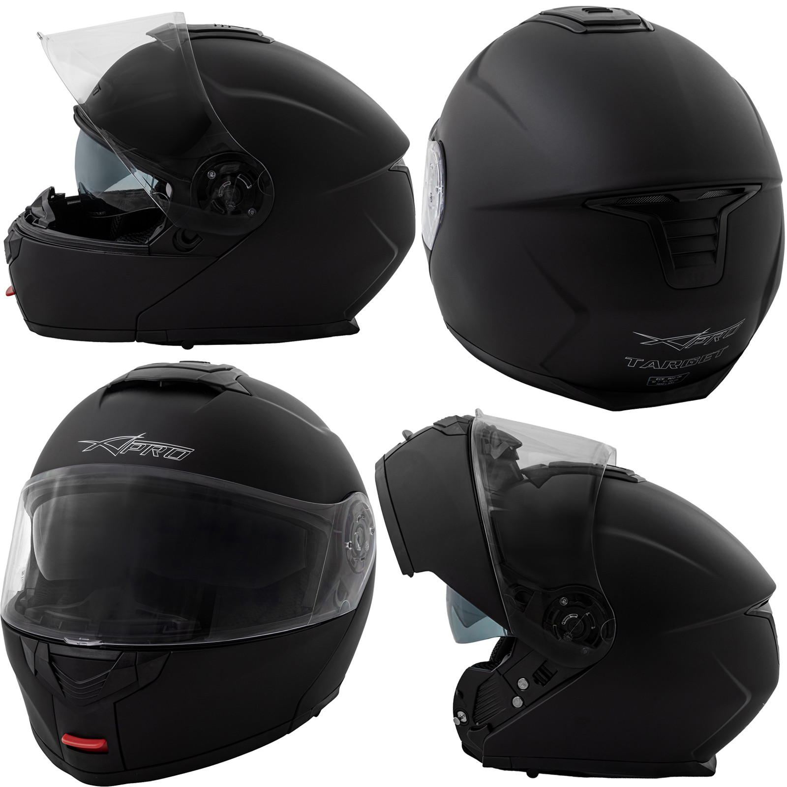 Casco Apribile Modulare Touring Moto Sport Visiera Parasole Nero opaco