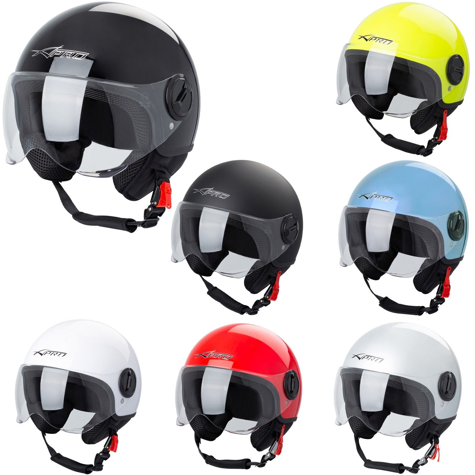 Abbigliamento Moto e Accessori - Casco Jet Demi Urban Moto Omologato ECE 22  Visiera Avio Sferica SonicMoto