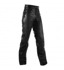 Pantaloni Pelle Jeans Classico 5 Tasche Moto Custom Chopper Vintage 