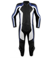 Tuta 2 Pezzi Pelle Moto Divisibile Giacca Pantaloni Protezioni CE Blu
