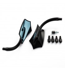 Coppia Specchietti Retrovisori Specchi Moto Custom Nero Adattatori DX+SX