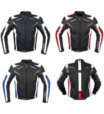 Moto Giacca Pelle Motociclismo Sport Gilet Estraibile Protezioni CE Traspirante