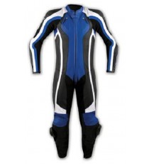 Tuta Pelle Intera Moto Racing Pista Sport Professionale Protezioni Omologate Blu