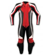 Tuta Pelle Intera Moto Racing Pista Professionale Protezioni Omologate Rosso