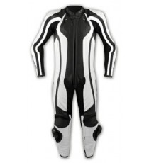 Tuta Pelle Intera Moto Racing Pista Professionale Protezioni Omologate Bianco