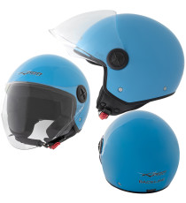 Casco Jet Scooter Moto Quad Omologato ECE 22 06 Visiera Sonicmoto Azzurro