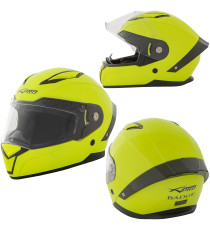 Casco Integrale Moto Scooter Visierino Parasole Touring Giallo Fluo
