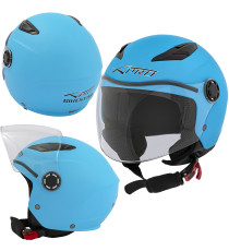 BIKESTAR MATT LIGHT BLUE - Polycarbonate jet helmet specific designed for children