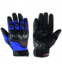 Guanto Moto Pelle Tessuto Protezione Nocche Corto Estivo Offroad Cross Blu