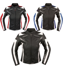 Giacca Pelle Moto Donna Protezioni CE Imbottitura Termica Femminile Lady