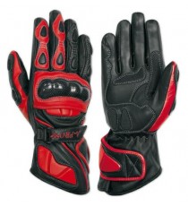 Guanto Pista Sportivo Stradale Race Sport Racing Pelle Protezioni Carbonio Rosso