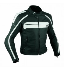 Sport Giacca Pelle Moto Custom Protezioni Omologate CE Rinforzo Schiena Bianco