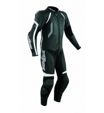 Tuta Pelle Pista Moto Protezioni CE Omologate Inserti Titanio Intera A-Pro Nero