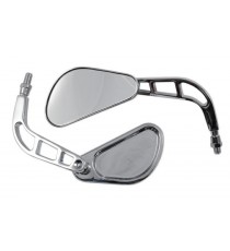 Specchio Retrovisore Coppia Specchietti Chopper Moto Custom Cromo DX+SX
