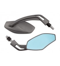 Coppia Specchietti Moto Specchio Retrovisore Naked Custom Metallo Argento DX+SX