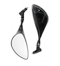 Coppia Specchietti Specchio Retrovisore Ricambio Moto Naked Scooter Nero DX+SX