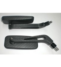 Coppia Specchietti Specchio Retrovisore Moto Naked Custom Metallo Carbon DX+SX