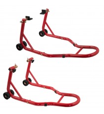 Front Rear Bike Paddock Work Stand Wheel Lift Garage Motorcycle Red