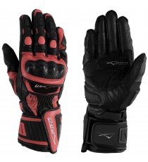 Guanto Pista Racing Sport Protezioni Tecnico Professionali Pelle Moto Rosso