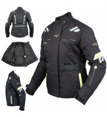 Giacca Donna Moto Impermeabile Tessuto Protezioni CE Viaggio Fluo