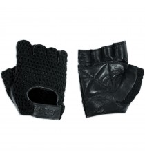 Guanto Senza Dita Pelle Tessuto Mesh Auto Moto Chopper Custom Mezze Dita