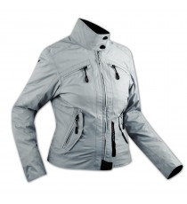 Giacca Donna Moto Scooter Protezioni CE Sfoderabile Impermeabile Città Grigio