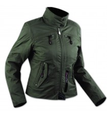Giacca Donna Moto Scooter Protezioni CE Sfoderabile Impermeabile Città Verde