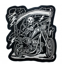 Patch-Toppa-Motorcycle-Scheletro-Nero-Bianco-Morte-Falce-Sonic-Moto-A-Pro