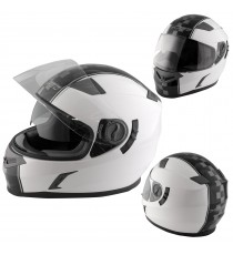 Casco Integrale Moto Scooter Touring Visiera Interna Parasole Viaggio Bianco