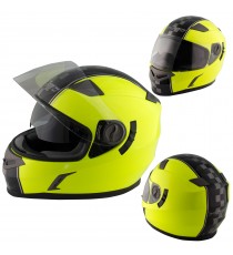 Casco Integrale Moto Scooter Touring Visiera Interna Parasole Viaggio Fluo
